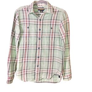 ralph Lauren‎ Rugby Plaid Flannel Button Front Shirt Pink Green Size XS